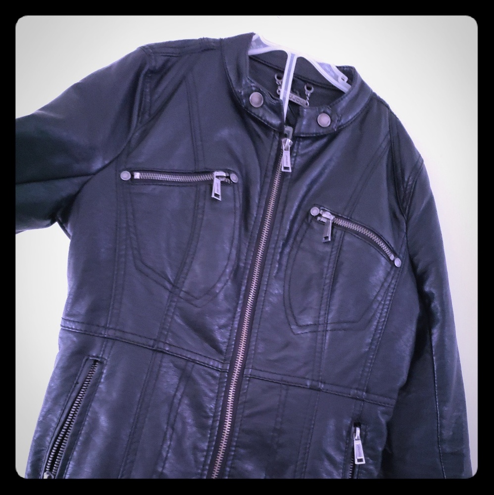 Black leather faux jacket